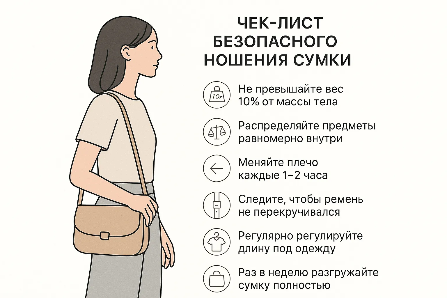 Чек-лист правильного ношения сумки 